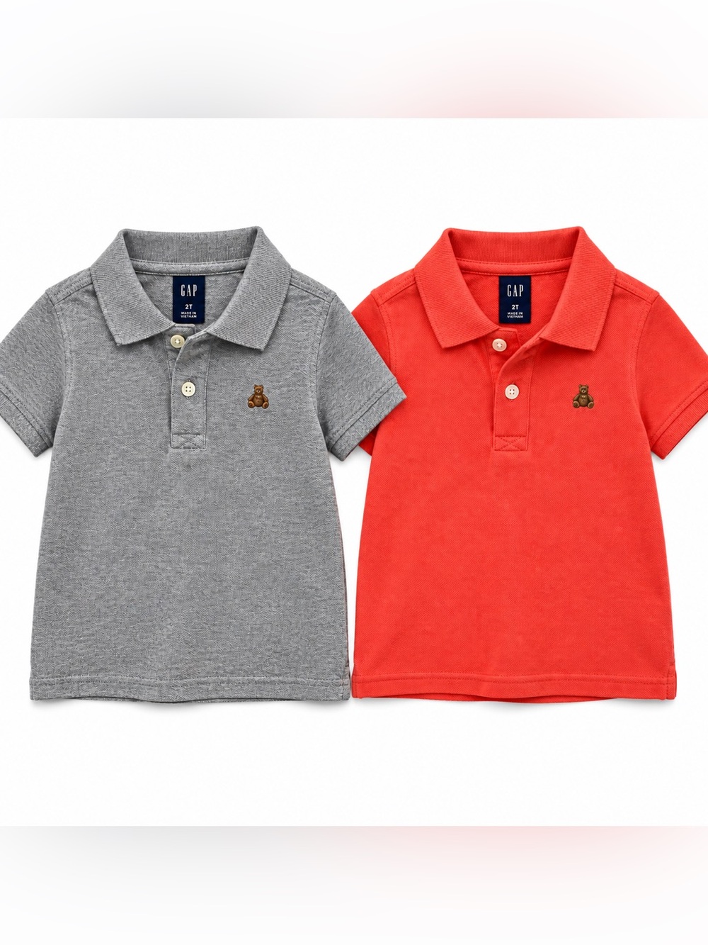 GAP Baby Gap Toddler Boys 2T Polo Shirts 2-Piece Bundle Gray Coral Cotton